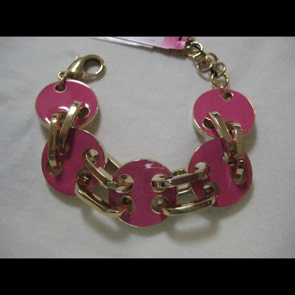 Betsey Johnson Fuchsia Circle Link Bracelet - Picture 1 of 7